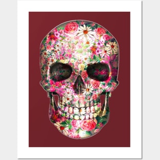 skull with flowers Posters and Art